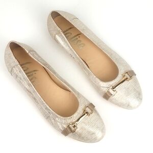 Lalisa Chloe Horsebit Cream Ballet Flats 8.5